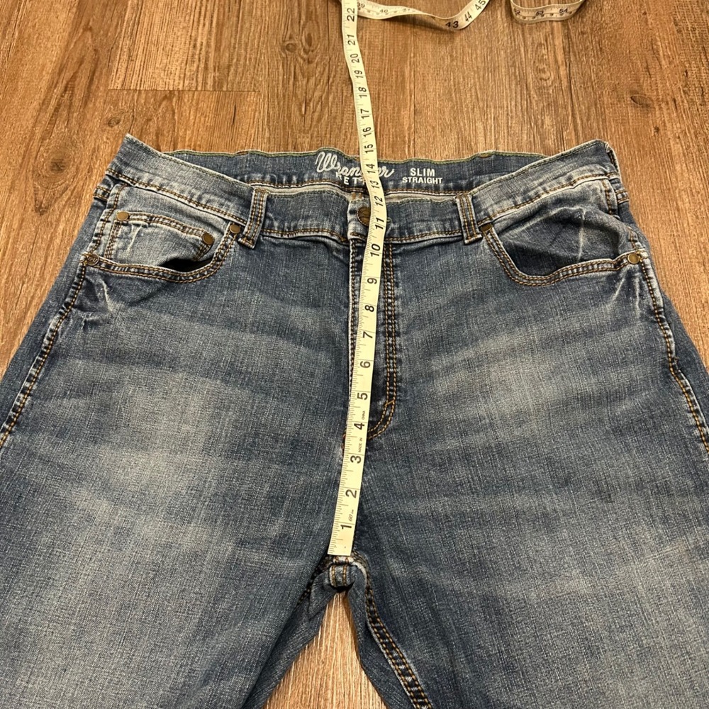 Wrangler Retro Slim‎ Straight Blue Jeans Mens 38x35 Stretch Denim Western Cowboy - Picture 5 of 8